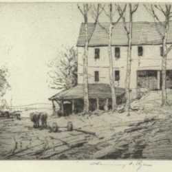 Print by Chauncey Ryder: Mill Yard #3, represented by Childs Gallery