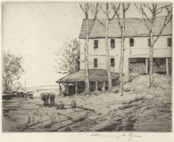 Print by Chauncey Ryder: Mill Yard #3, represented by Childs Gallery