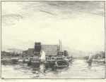 Print by Chauncey Ryder: Old Wharves, Ipswich or Fish Wharves, represented by Childs Gallery