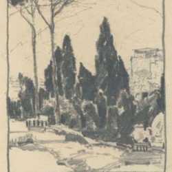 Drawing by Chauncey Ryder: Villa d'Este, Tivoli [Italy], represented by Childs Gallery