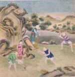 Watercolor by Chinese School: Digging, represented by Childs Gallery