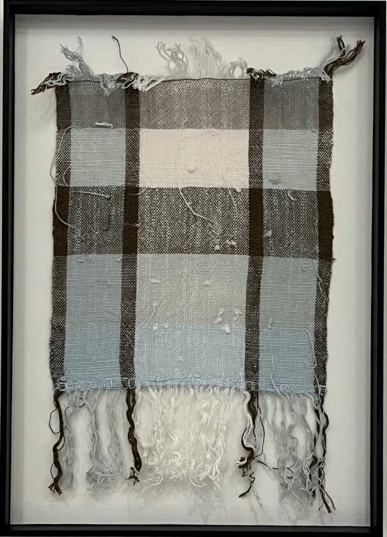 Textile by Christine Jablonski: Late for Dinner, available at Childs Gallery, Boston