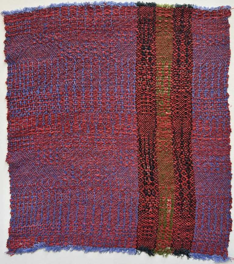 Textile by Christine Jablonski: Spring Bushes after Beatrice Whitney Van Ness 3, available at Childs Gallery, Boston