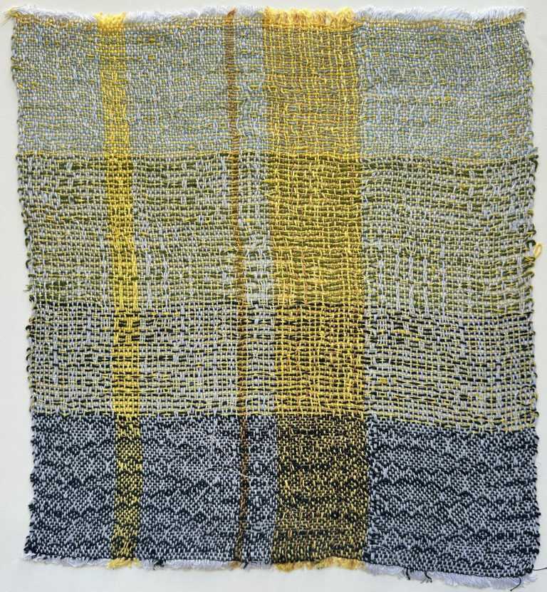Textile by Christine Jablonski: Yellow Tree Landscape after Beatrice Whitney Van Ness 3, available at Childs Gallery, Boston