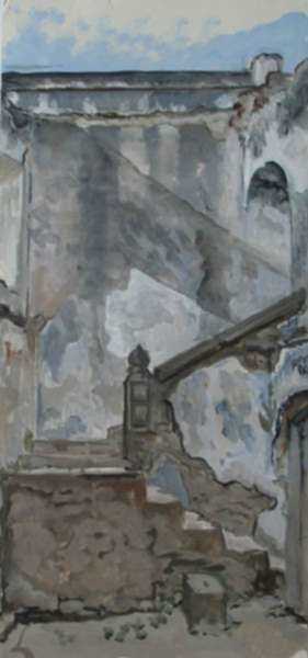 Painting by Constance Coleman Richardson: Study for Children on the Steps of La Recolección, Antigua G, represented by Childs Gallery