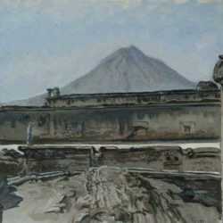 Painting by Constance Coleman Richardson: Volcano Agua, Antigua Guatemala, represented by Childs Gallery