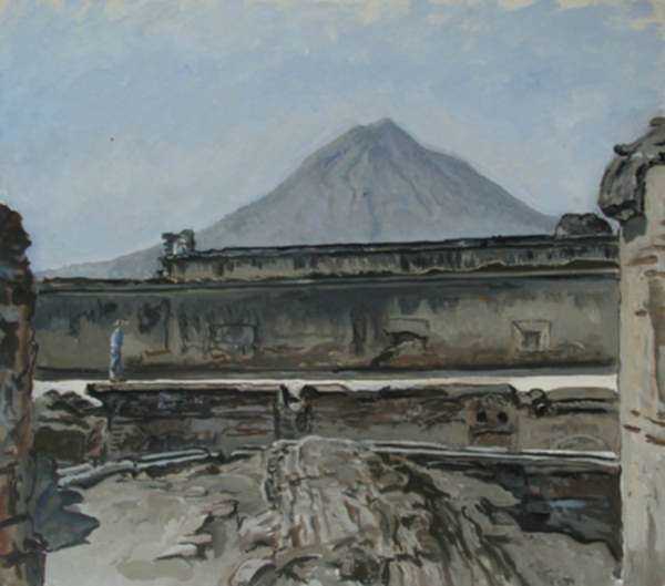 Painting by Constance Coleman Richardson: Volcano Agua, Antigua Guatemala, represented by Childs Gallery