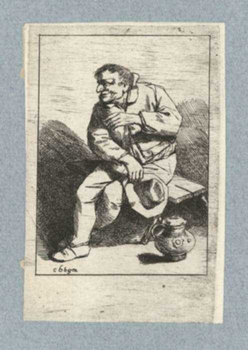 Print by Cornelis Pietersz Bega: Peasant with Hat Taken Off, represented by Childs Gallery