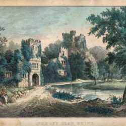 Print by Currier and Ives: The Ivy Clad Ruins, represented by Childs Gallery