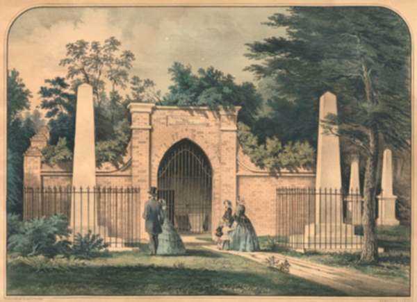 Print by Currier and Ives: The Tomb of Washington/Mount Vernon, VA, represented by Childs Gallery