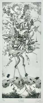 Print by David Avery: Nonsense on Stilts, available at Childs Gallery, Boston