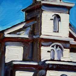 Painting by David D. Howlett: [Partial View of White Church], represented by Childs Gallery
