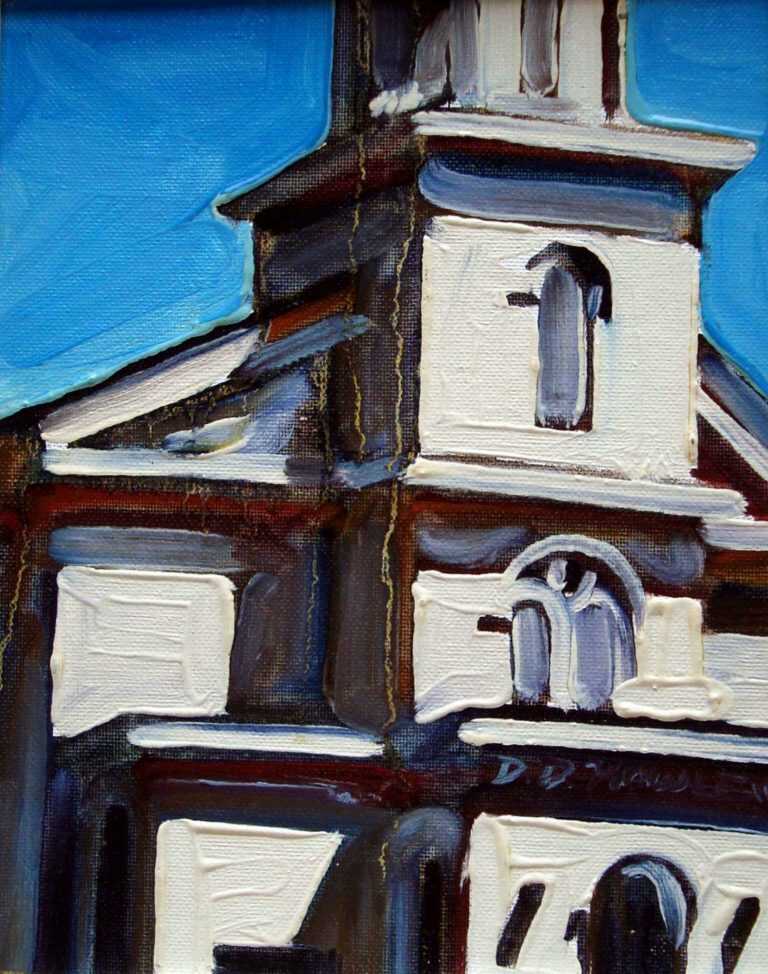 Painting by David D. Howlett: [Partial View of White Church], represented by Childs Gallery