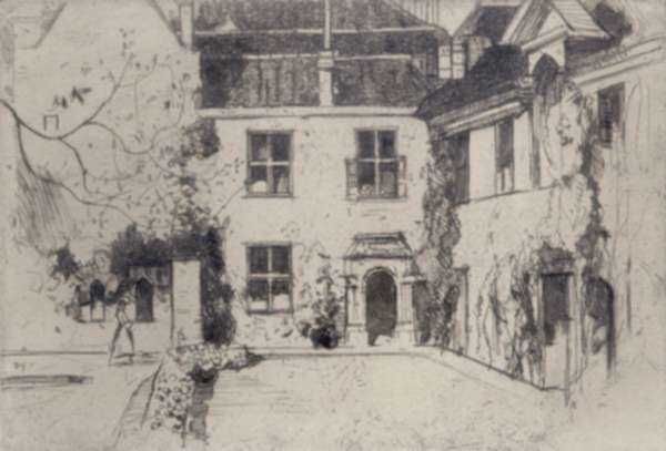 Print by David Young Cameron: The Deanery, Winchester [England], represented by Childs Gallery