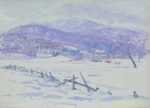 Watercolor by Dodge Macknight: [Mountain in Winter, probably Philbrook Farm, Shelburne, New, represented by Childs Gallery