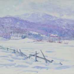 Watercolor by Dodge Macknight: [Mountain in Winter, probably Philbrook Farm, Shelburne, New, represented by Childs Gallery