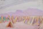 Watercolor by Dodge Macknight: Hemp Stacks Drying, Spain, represented by Childs Gallery