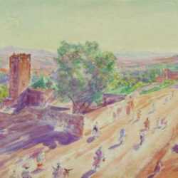 Watercolor by Dodge Macknight: Xauen in Riff [Morocco], represented by Childs Gallery