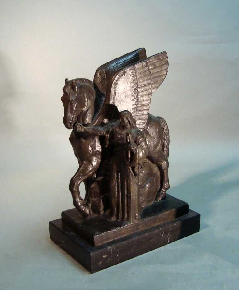 Work by Donald De Lue: Sketch for War Memorial (Pegasus and Woman), available at Childs Gallery, Boston