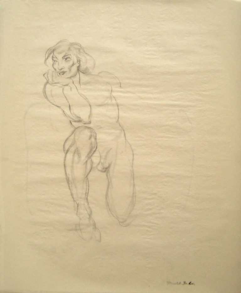 Drawing By Donald De Lue: Faun At Rest At Childs Gallery