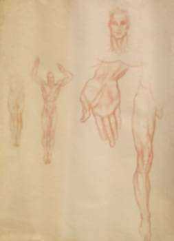 Drawing by Donald De Lue: Study for "The Right Hand of the Lord", represented by Childs Gallery
