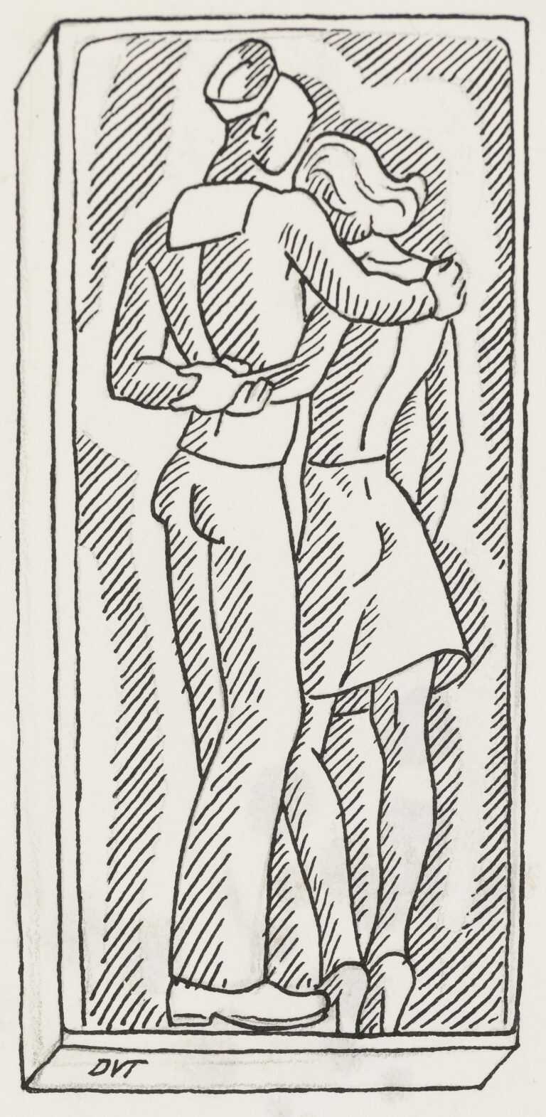 Drawing by Dudley Vaill Talcott: [Sailor and Woman Embracing], available at Childs Gallery, Boston