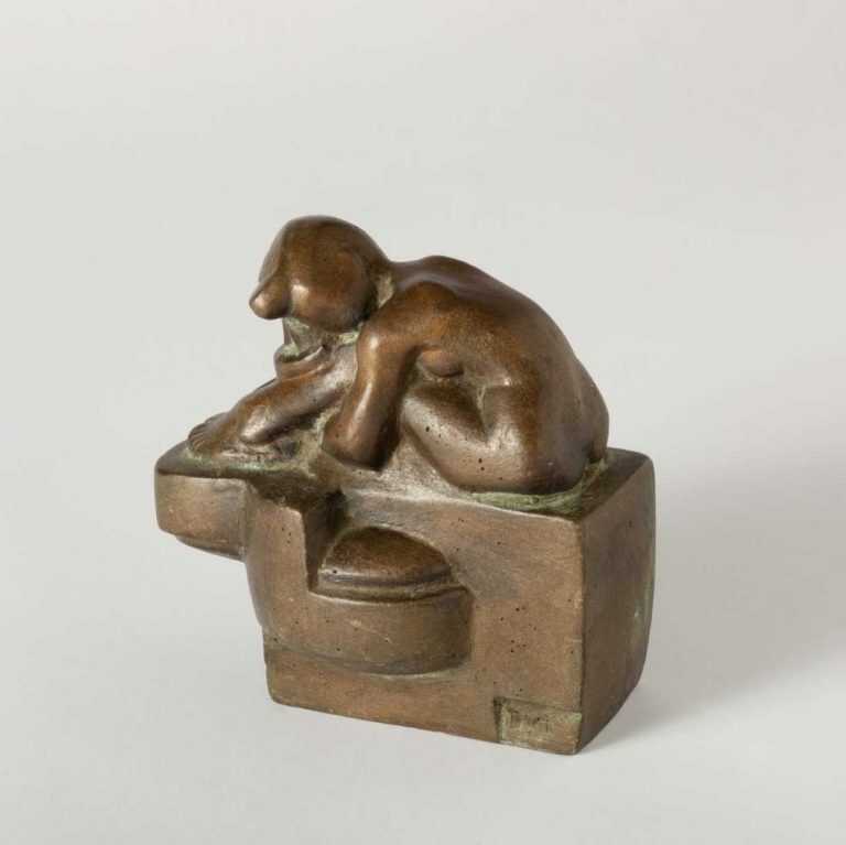 Sculpture By Dudley Vaill Talcott: [girl Hugging Knees On Base] At Childs Gallery