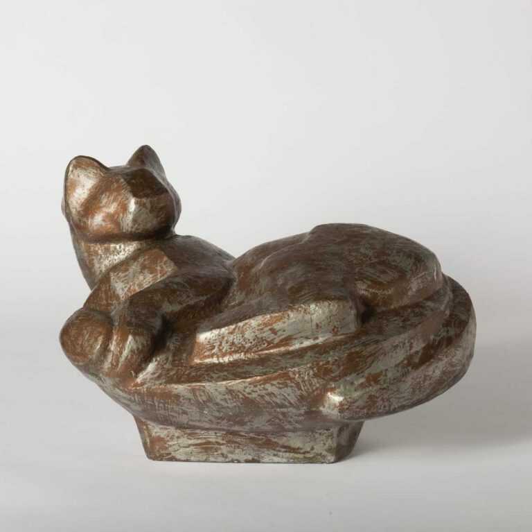 Sculpture By Dudley Vaill Talcott: Large Cat Curled Up At Childs Gallery