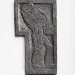 Sculpture By Dudley Vaill Talcott: Plaque With Man Carrying Woman With Basket At Childs Gallery