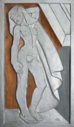 Sculpture By Dudley Vaill Talcott: Relief Of Standing Woman With Drape At Childs Gallery