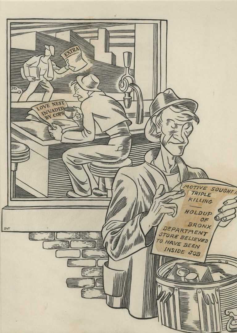 Drawing By Dudley Vaill Talcott: The Tabloids At Childs Gallery