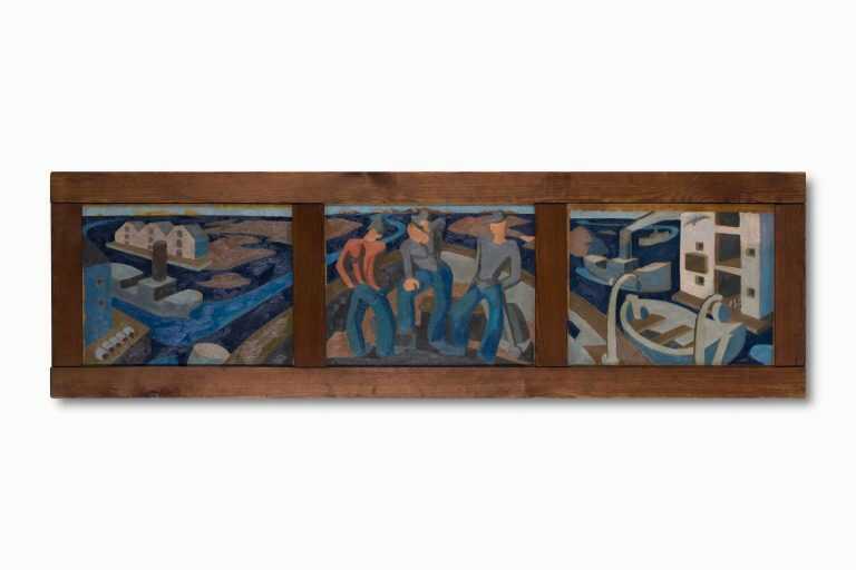 Painting By Dudley Vaill Talcott: Triptych Sea Scene At Childs Gallery