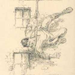 Drawing by Dwight C. Sturges: Death of Bill Sikes, represented by Childs Gallery