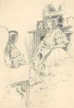 Drawing by Dwight C. Sturges: Told the story to her brother Peter, represented by Childs Gallery