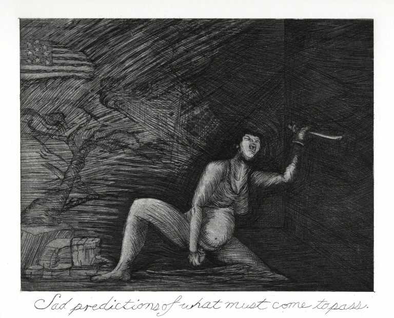 Print by E. Lombardo: The Disasters: Plate 1 – Sad predictions of what must come to pass, available at Childs Gallery, Boston