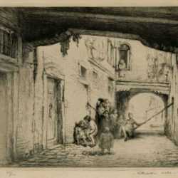 Print by Edgar Chahine: Sotto Portico Molin, Venice, represented by Childs Gallery