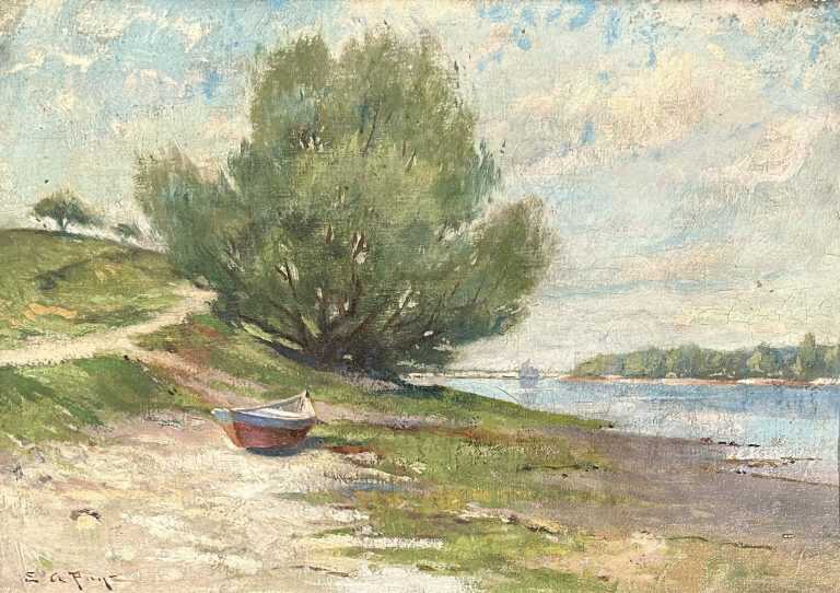 Painting by Edward A. Page: Beached Dory, available at Childs Gallery, Boston
