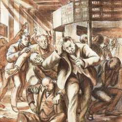 Drawing by Edward Laning: Black Friday, available at Childs Gallery, Boston
