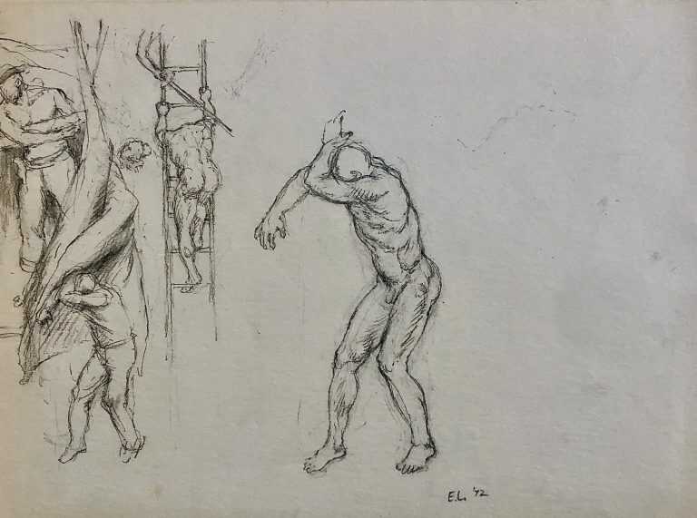Drawing by Edward Laning: (Male Figures), available at Childs Gallery, Boston