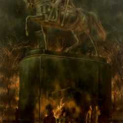 Painting by Edward Laning: The Fire Now: Union Square, available at Childs Gallery, Boston