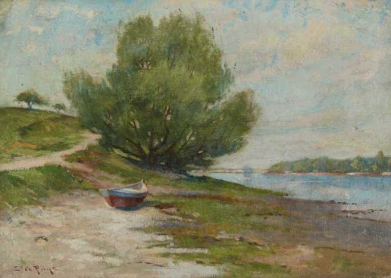 Painting by Edward A. Page: Beached Dory, represented by Childs Gallery