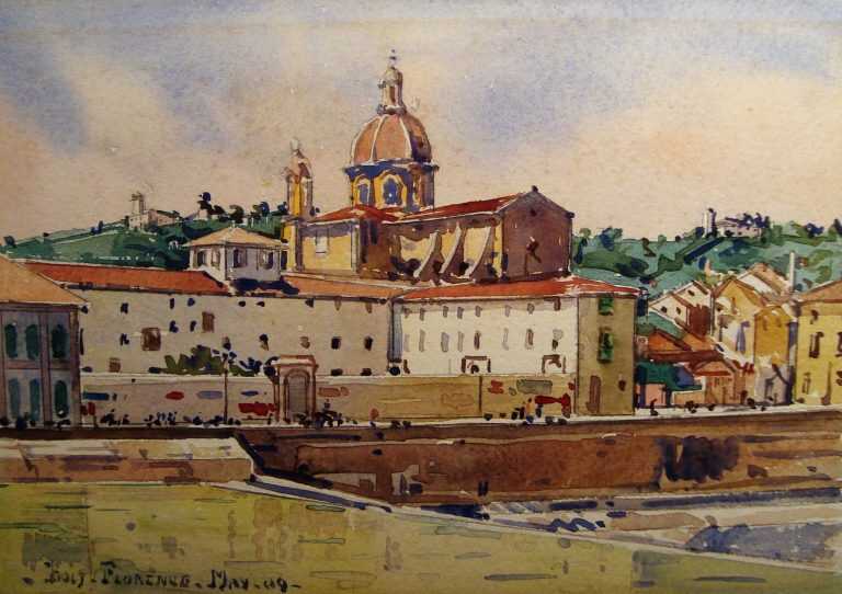 Watercolor By Edward Darley Boit: Florence (italy) At Childs Gallery