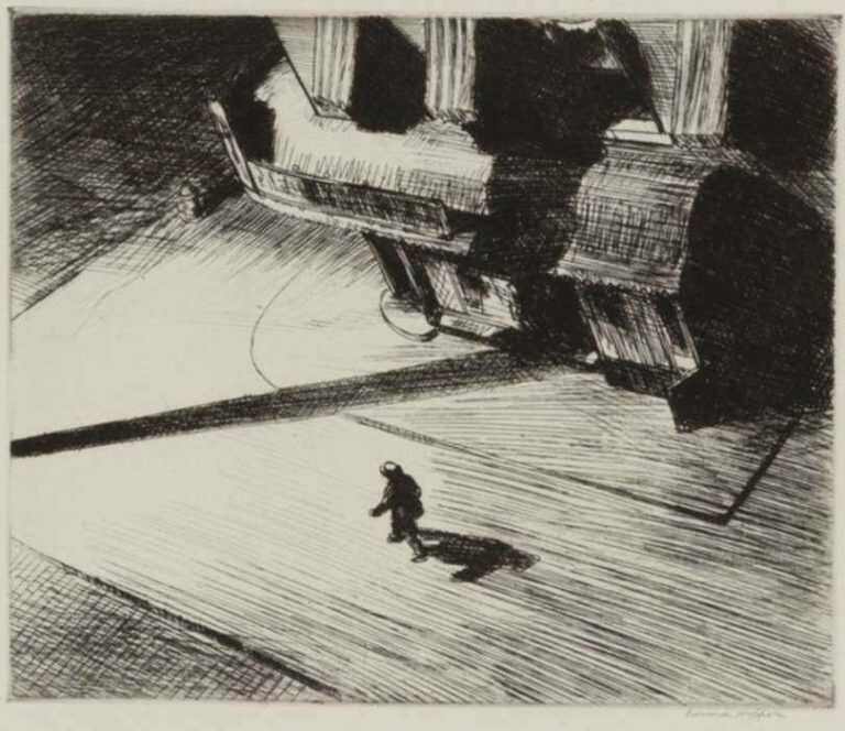 Print by Edward Hopper: Night Shadows, represented by Childs Gallery