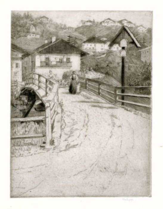 Print by Edward Millington Synge: Village Scene, represented by Childs Gallery