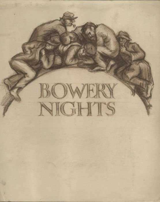 Drawing by Eli Jacobi: Bowery Nights, represented by Childs Gallery