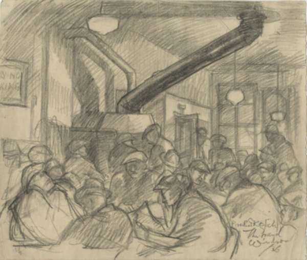 Drawing by Eli Jacobi: Study for The Grand Windsor Lounge, represented by Childs Gallery