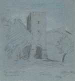 Drawing by Elihu Vedder: Castle, Toscanella, represented by Childs Gallery