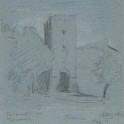 Drawing by Elihu Vedder: Castle, Toscanella, represented by Childs Gallery