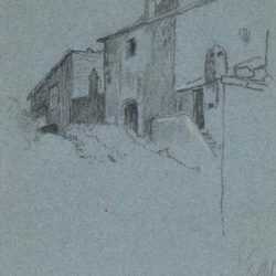 Drawing by Elihu Vedder: Village Street, Toscanella, represented by Childs Gallery