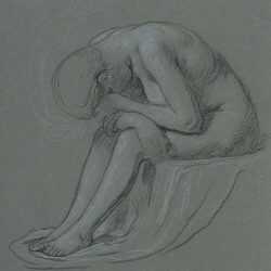 Drawing by Elihu Vedder: Weeping Woman, represented by Childs Gallery